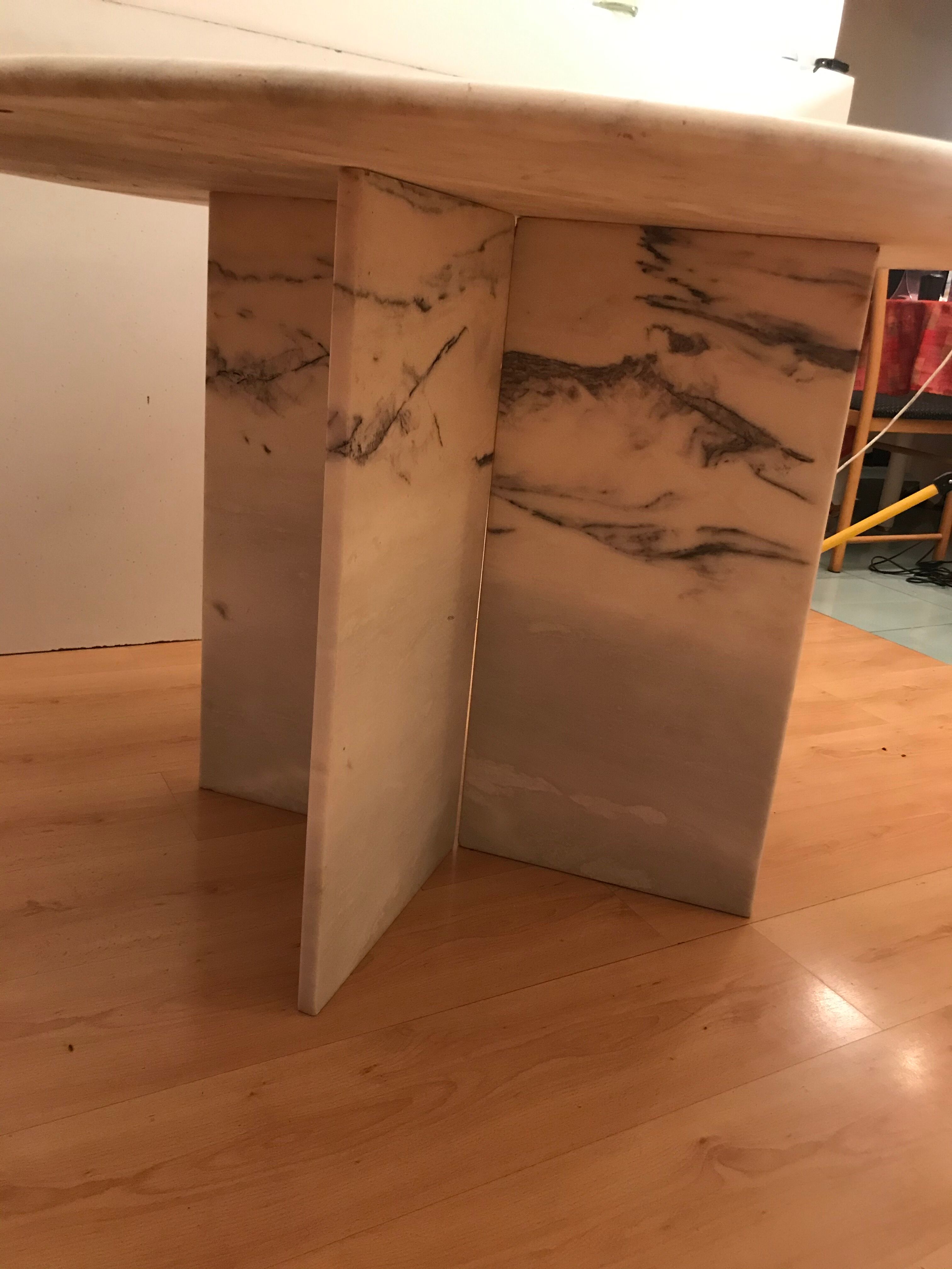 White marble dining table