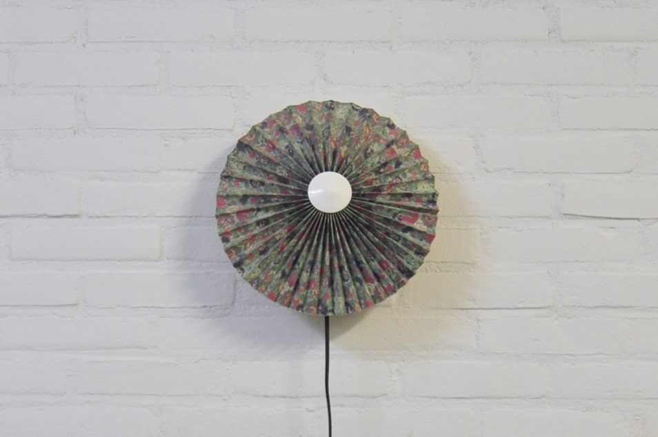 Vintage wall lamp in pleated fabric