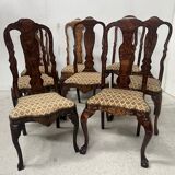 Set of eight Dutch marquetry chairs from the 19th century.