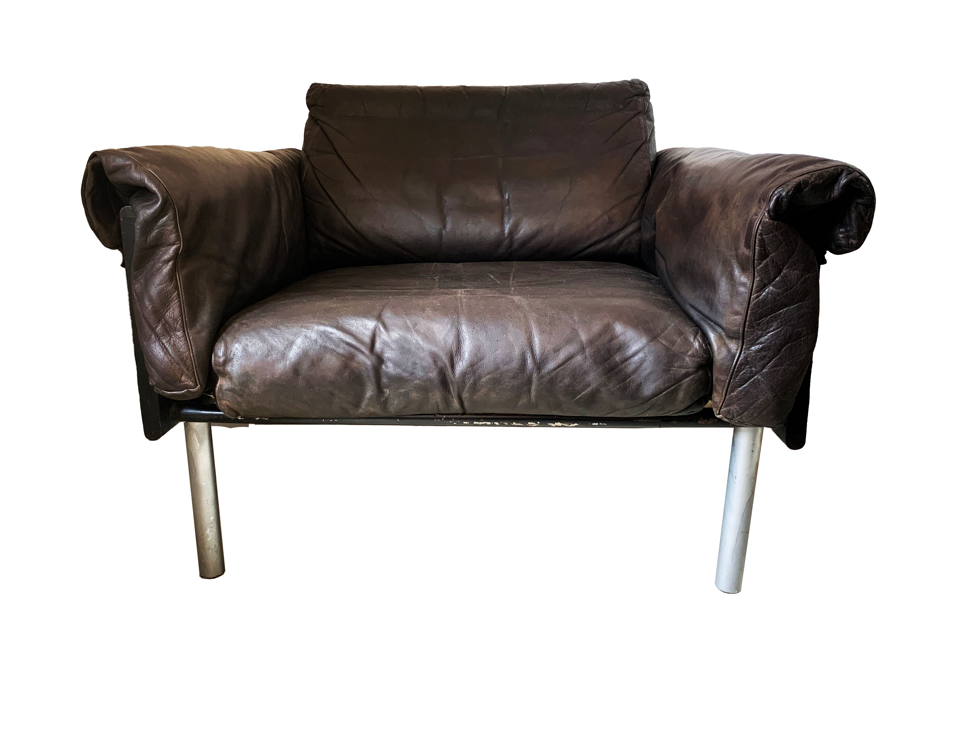 Leather 'Ateljee' Chair by Yrjo Kukkapuro for Haimi Finland, 1963