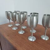 Set of 8 large pewter glasses