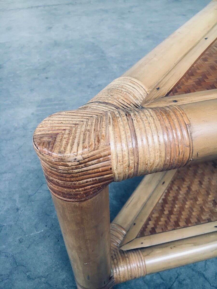 Handcrafted Bamboo Corner Table Set, 1970s, Set of 2