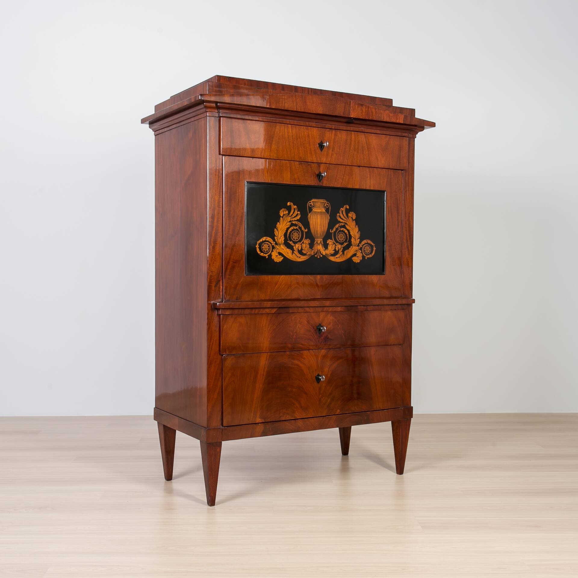 19th Century Mahogany Secretary Desk, French Polish