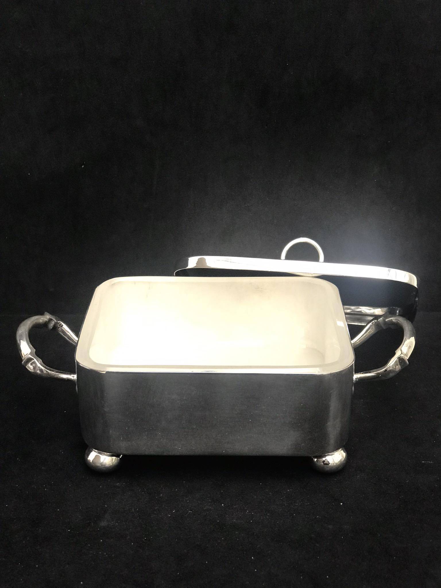 Victorian silver metal butter dish