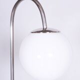 Restored Bauhaus Floor Lamp, New Electrification, Beech, Chrome, Czechia, 1930s