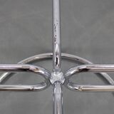 1970s Italian chrome tubular coffee table with smoked glass, round