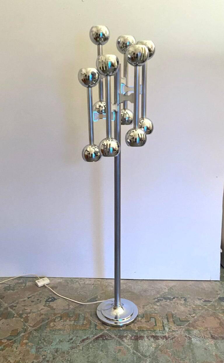 Lampadaire Space Age chromé, Italie 1970