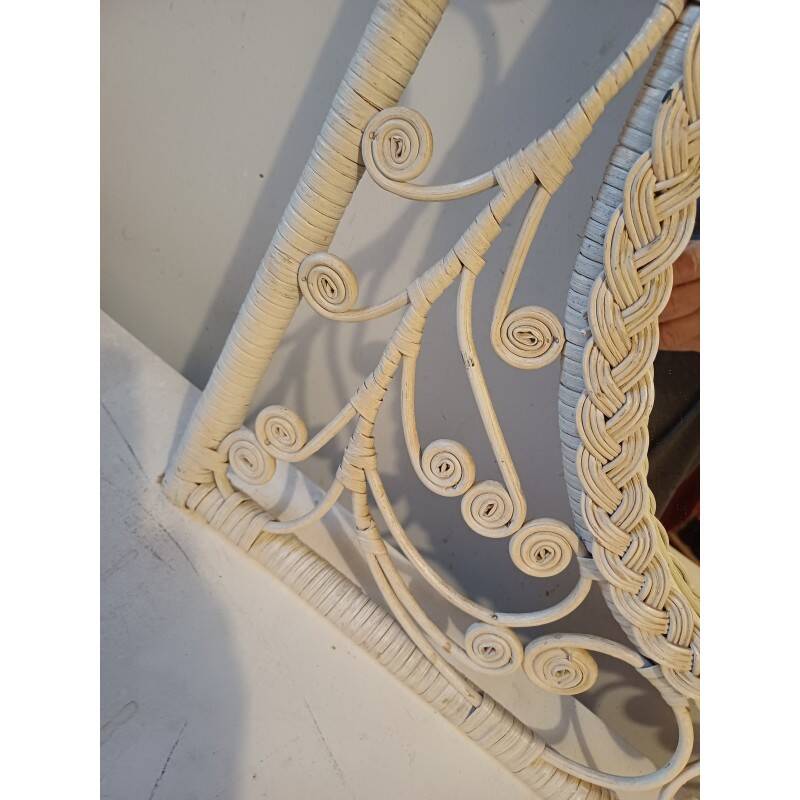 Vintage mirror in rattan and wicker