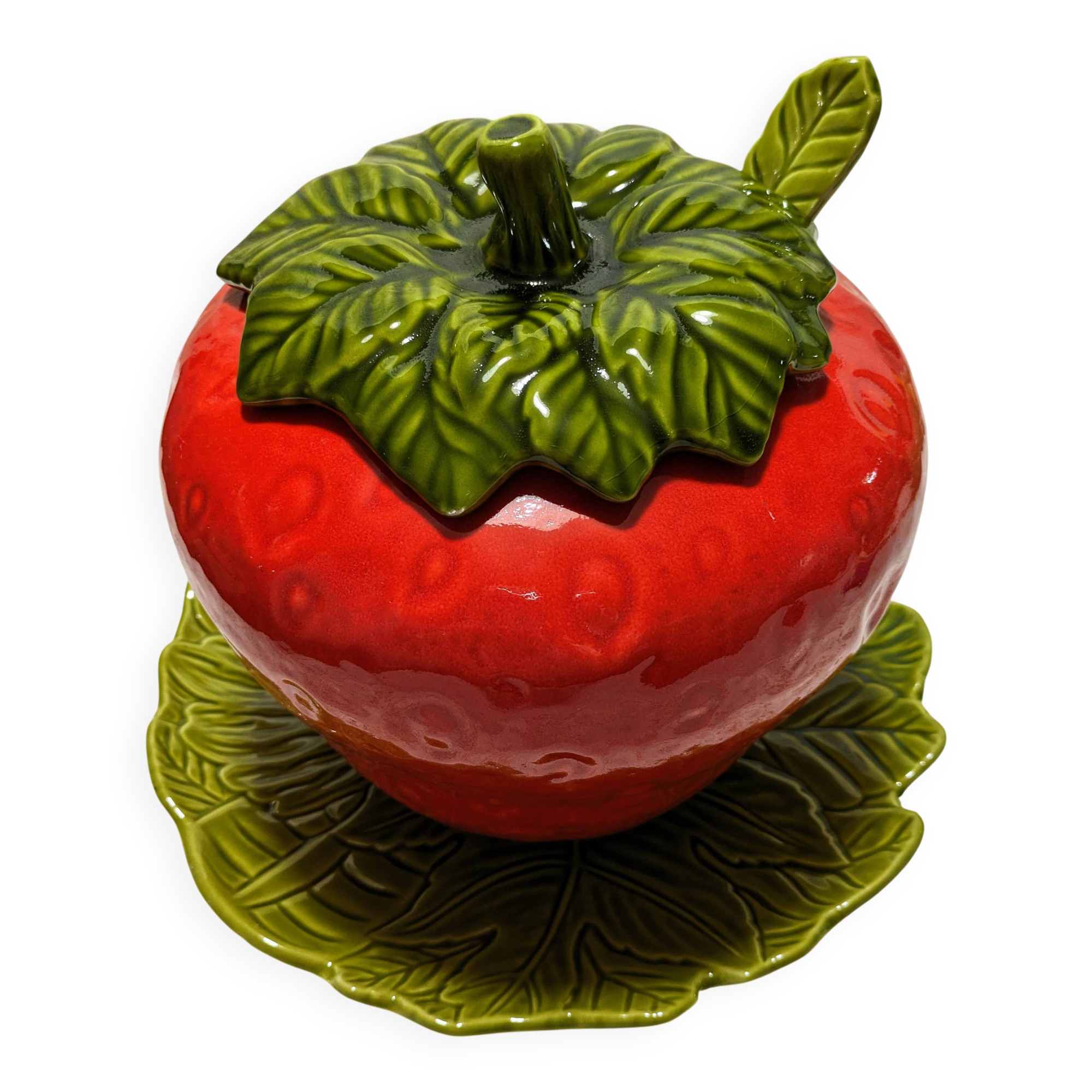 Strawberry Barbotine Tureen with Spoon