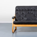 Modern Danish patchwork leather sofa sculptural from the 1970s