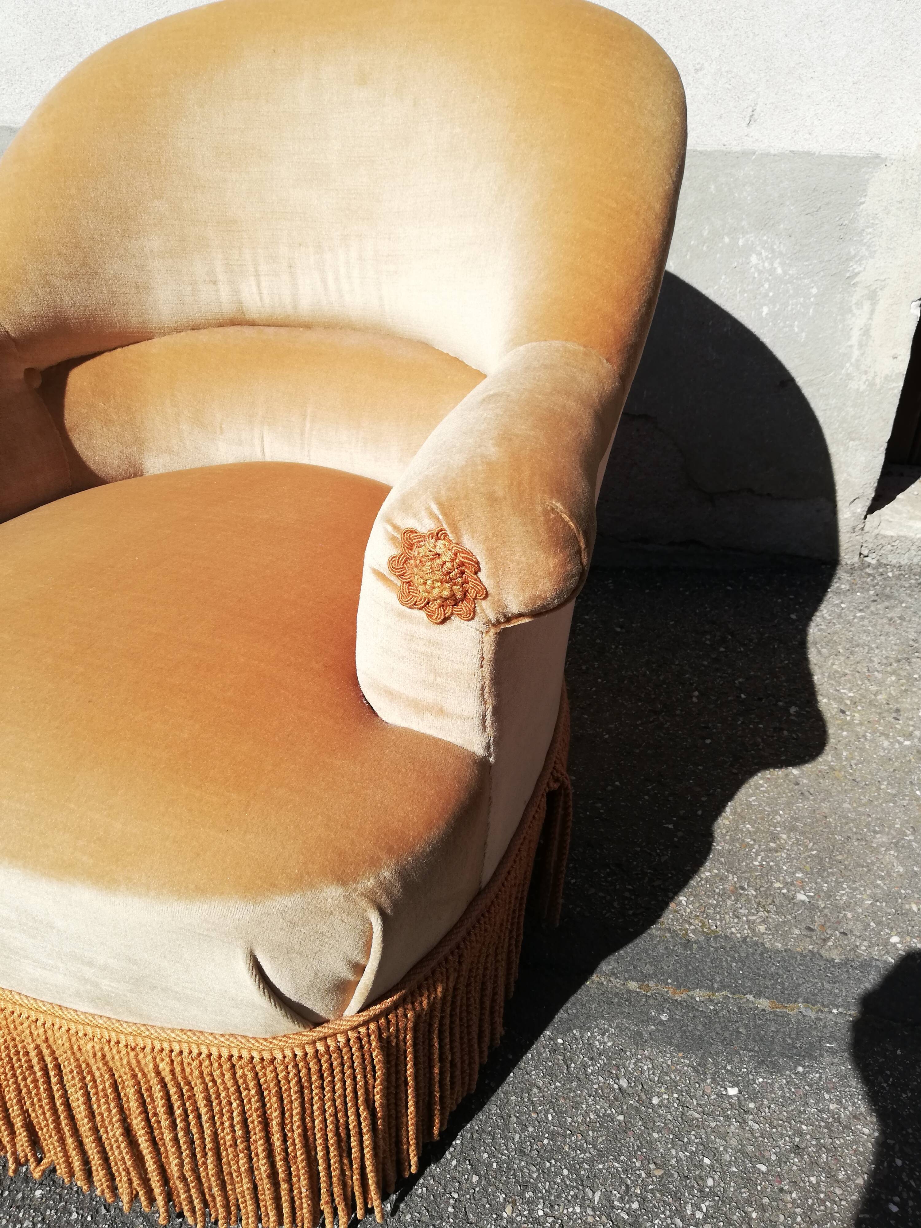 Toad armchair yellow fabric year 50