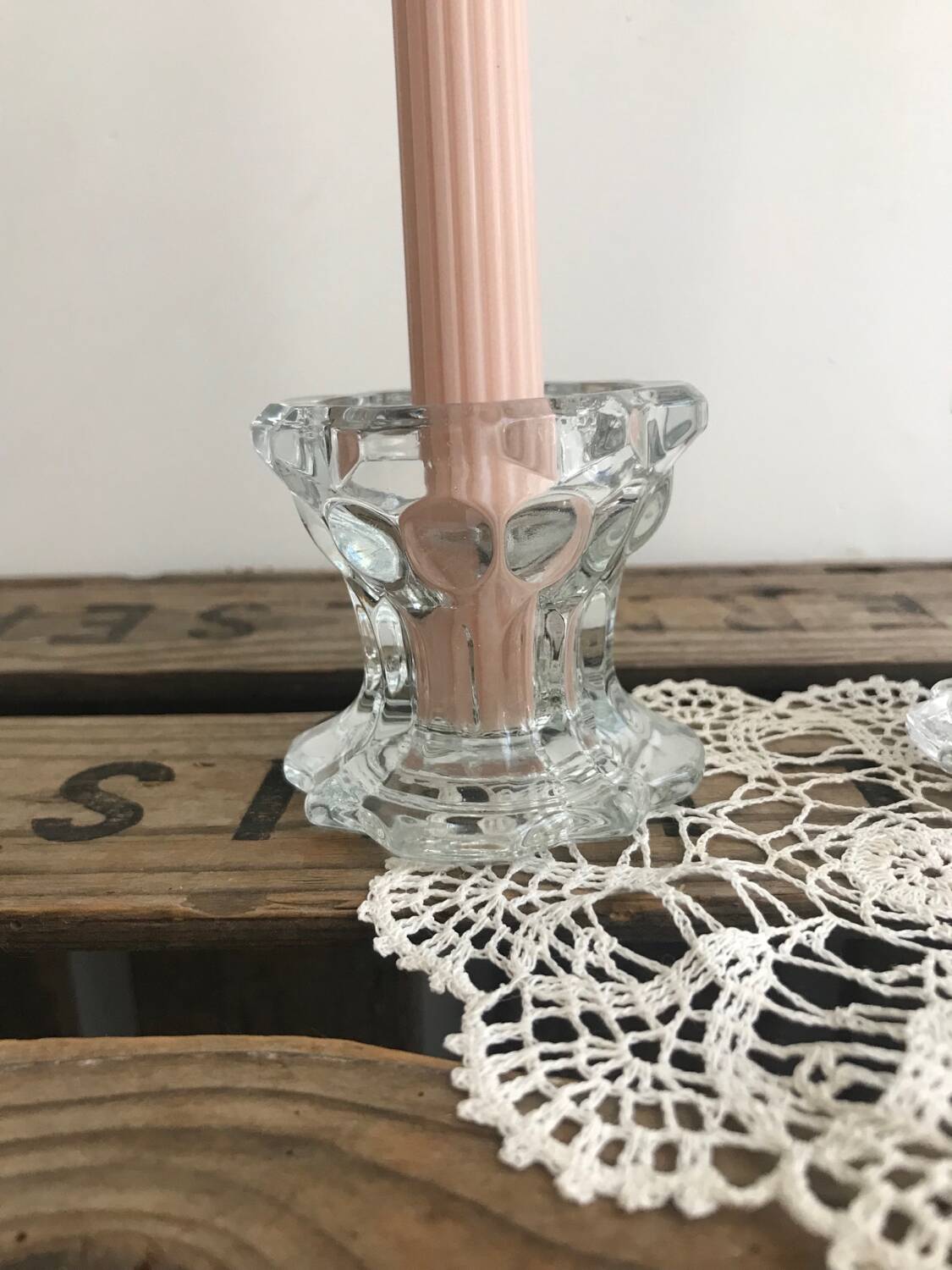 2 Reims glass candle holders