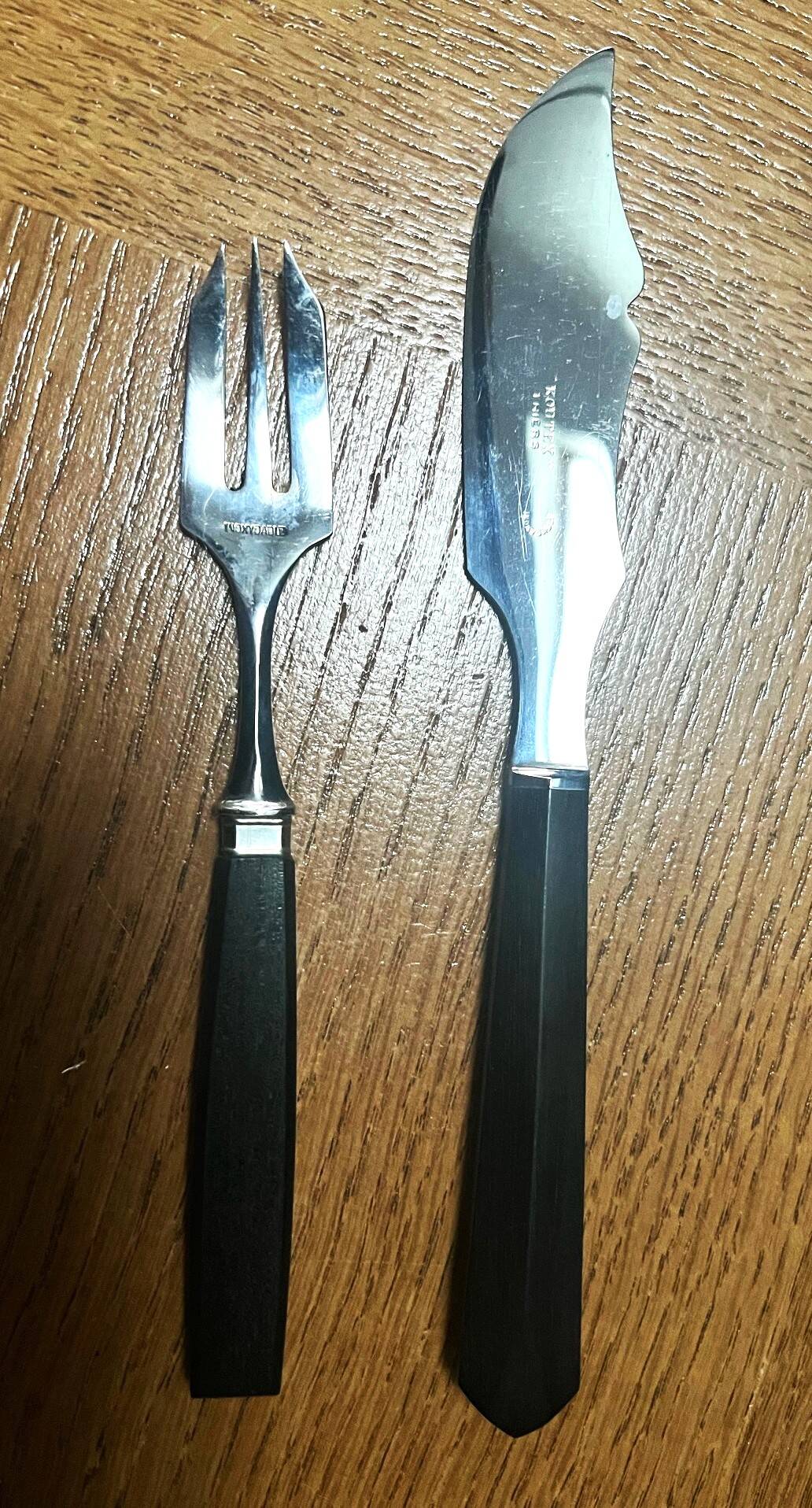 13-piece set, dessert forks and knife, stainless steel and ebony cheese