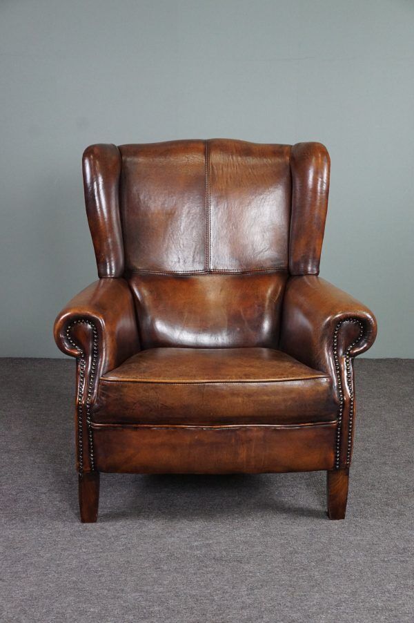 Brown sheepskin armchair