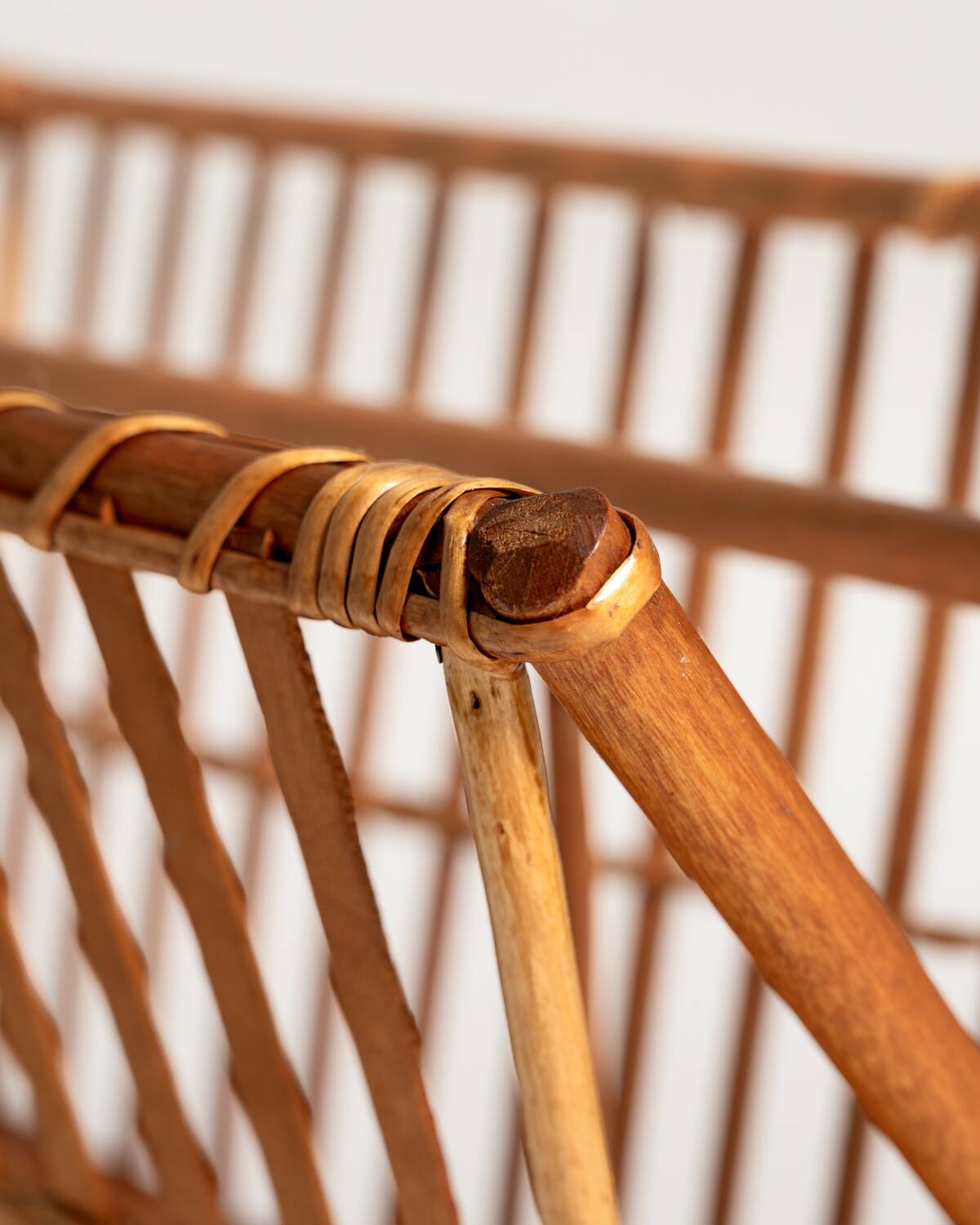 Bamboo and rattan magazine rack, Scandinavia, 1960s
