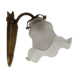 Ancient bronze and opalescent glass sconce