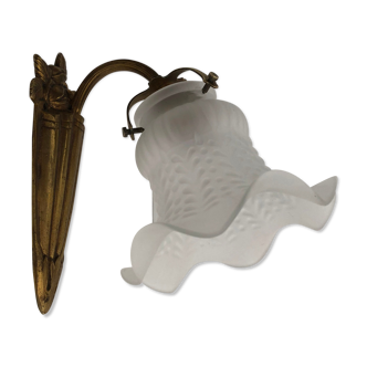 Ancient bronze and opalescent glass sconce