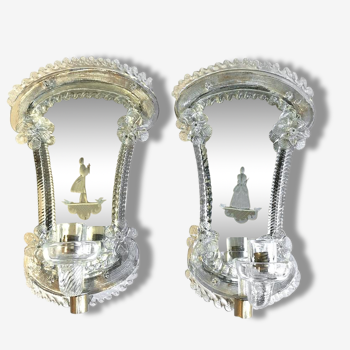 Pair of classic venetian glass wall lights