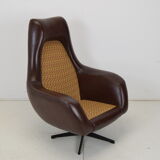 Mid-century Rotating Armchair,Leatherette,1980's.