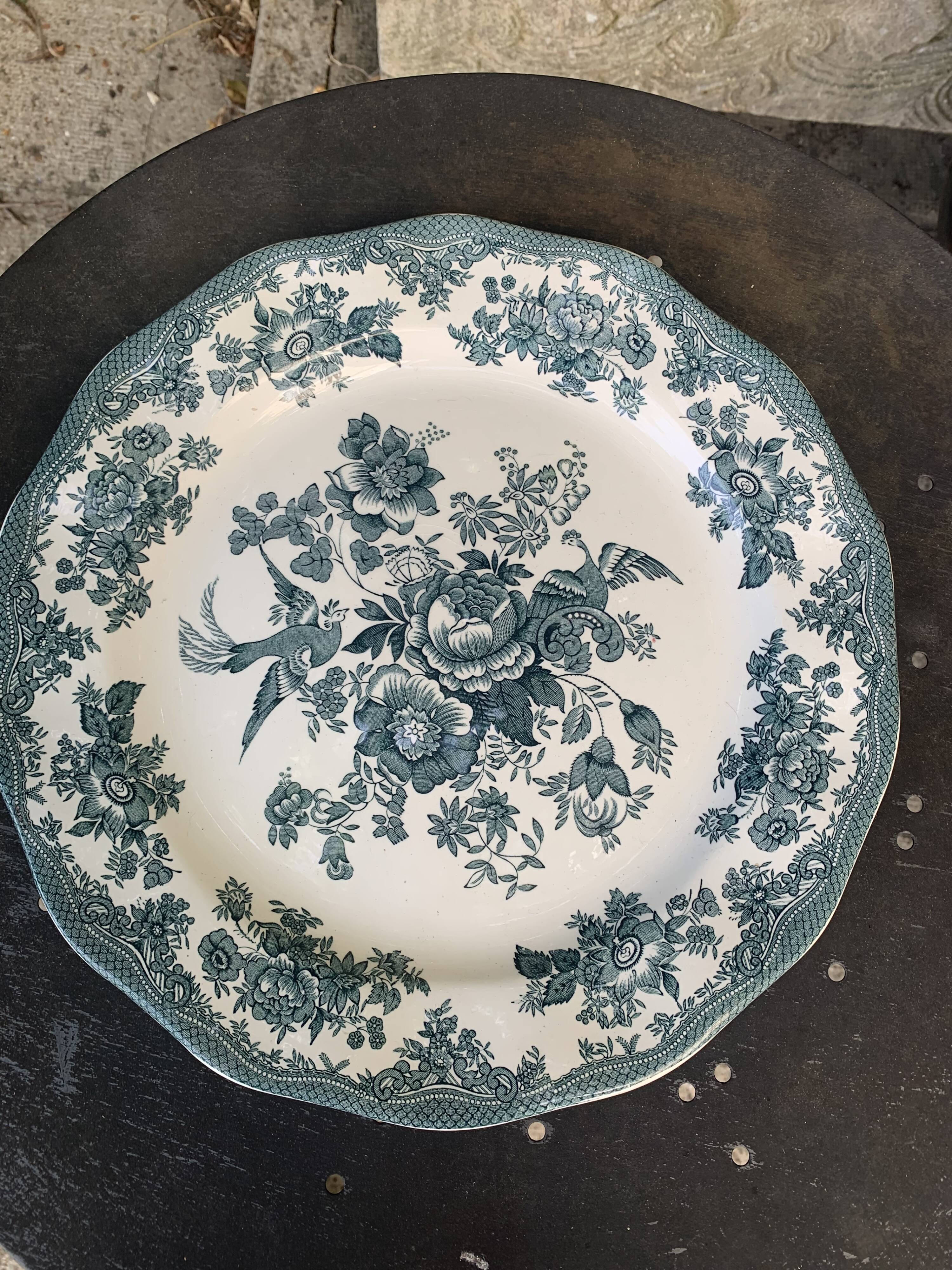 Enoch Wedgwood England cake dish Asiatic pheasants antique