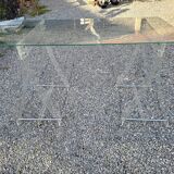 Plexiglas trestle desk from the 70s
