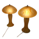 Pair of mushroom lamps in glass paste – Honey and amber tones