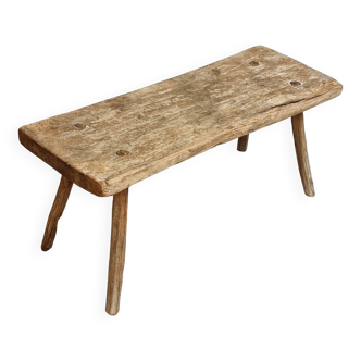 Banc de table d'abattage de table d'appoint antique en bois de hêtre et de châtaignier