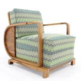 1930s Restored Art Deco Armchair in Solid Walnut, Czechoslovakia