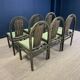 Set of 6 Baumann Argos bistro chairs in wood and green fabric from the 80s France