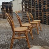 Set of 4 rattan chairs 1970