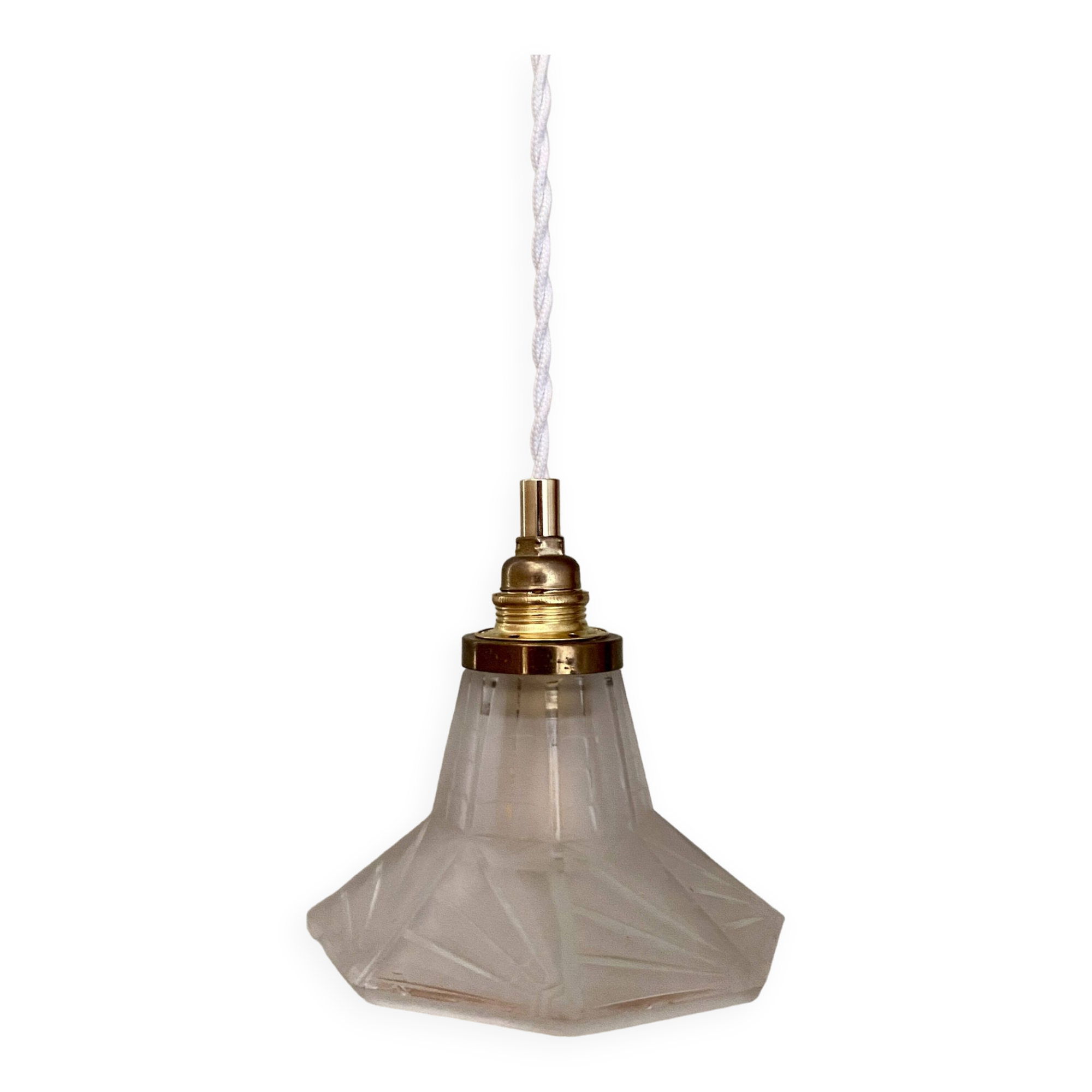 Vintage art deco frosted glass tulip pendant light