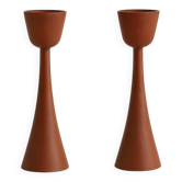 Pair of teak candlesticks – Danish design, 1960s