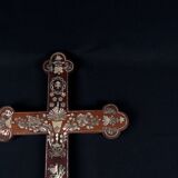 Apostolic Cross in mahogany wood and mother-of-pearl inlay, Tonkin, 19th century