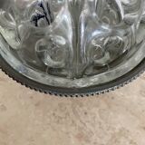 Old glass flower stick on pewter foot