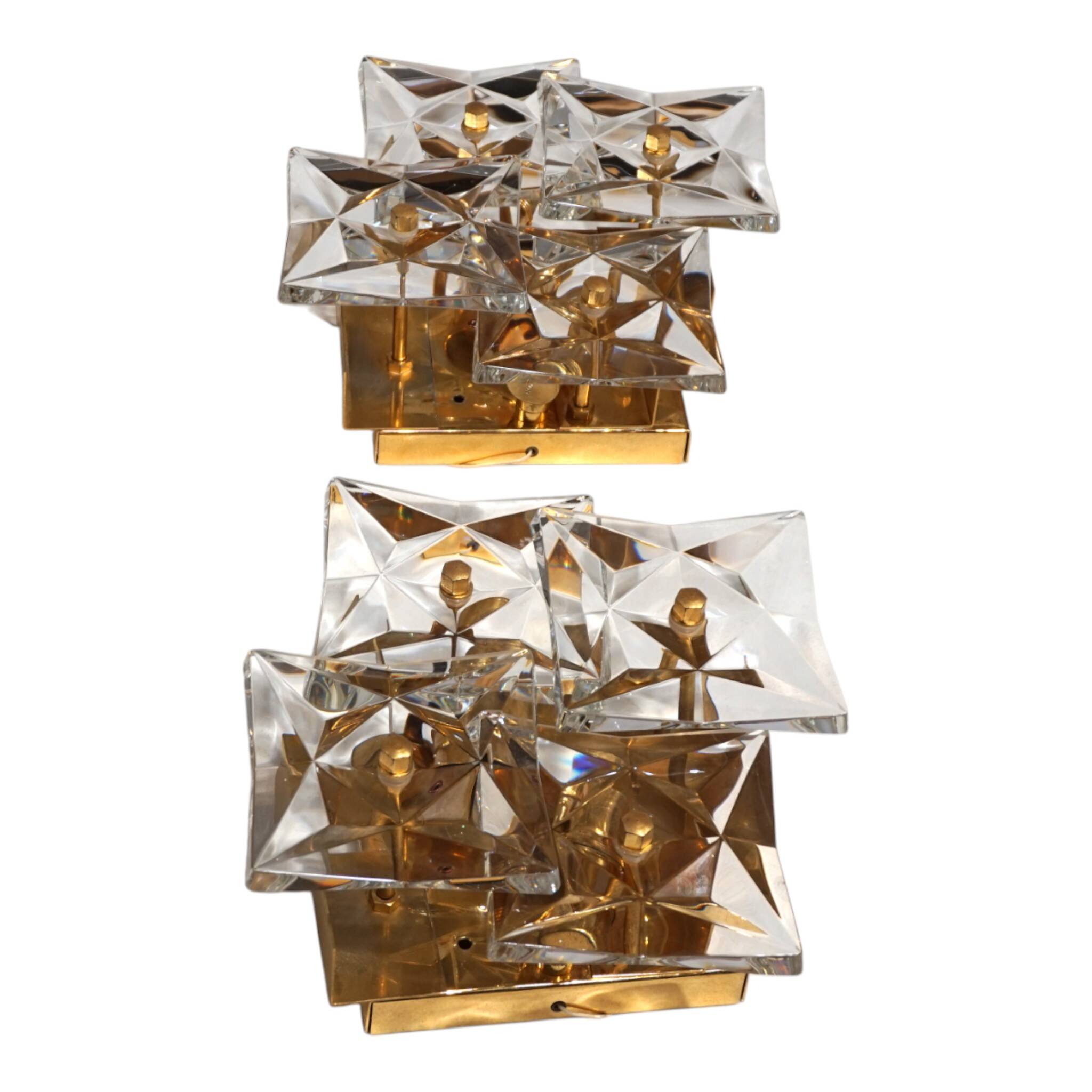 Set of 2 Kinkeldey Hollywood Regency crystal wall lamps, 1970