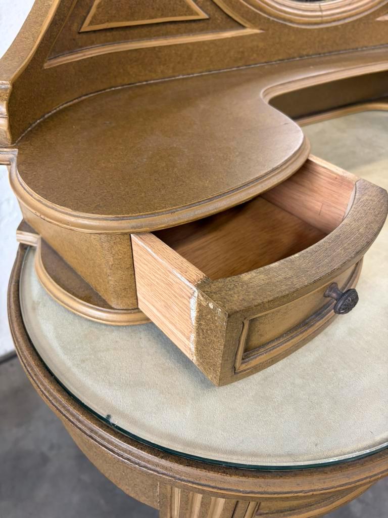 Vintage curved gold console with mirror