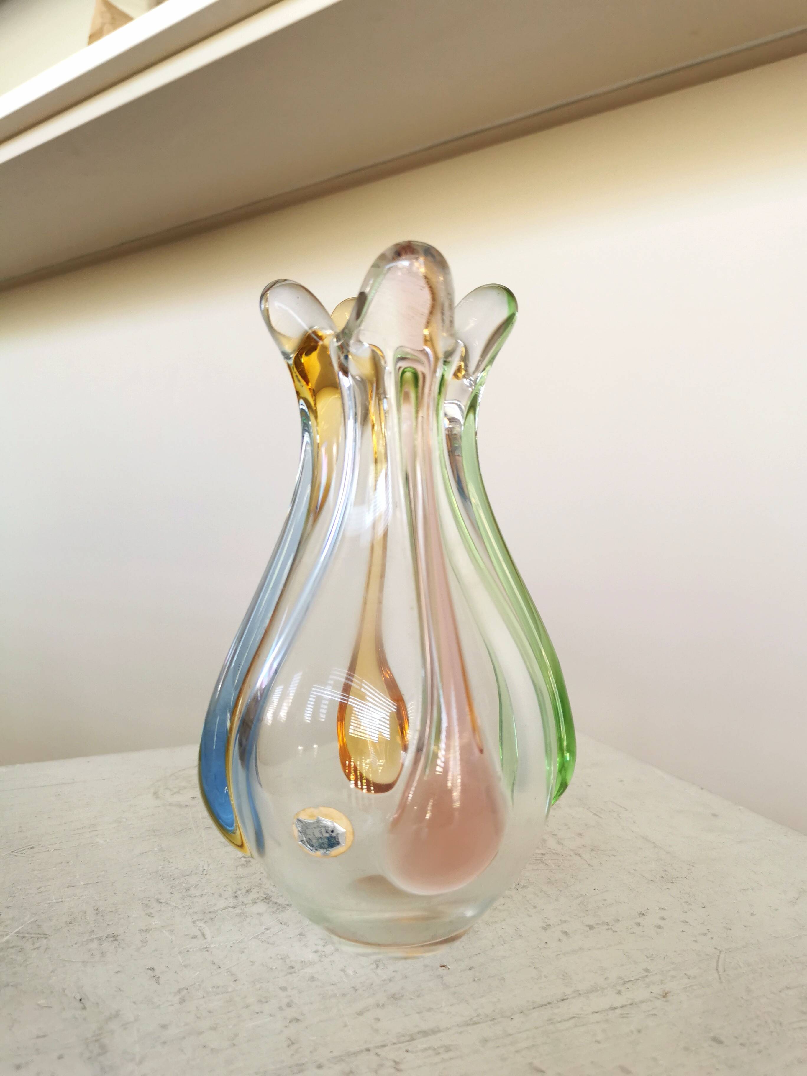 Vintage Art Glass Vase: Hanna Machanovska Mstisov Glassworks, Czechoslovaki