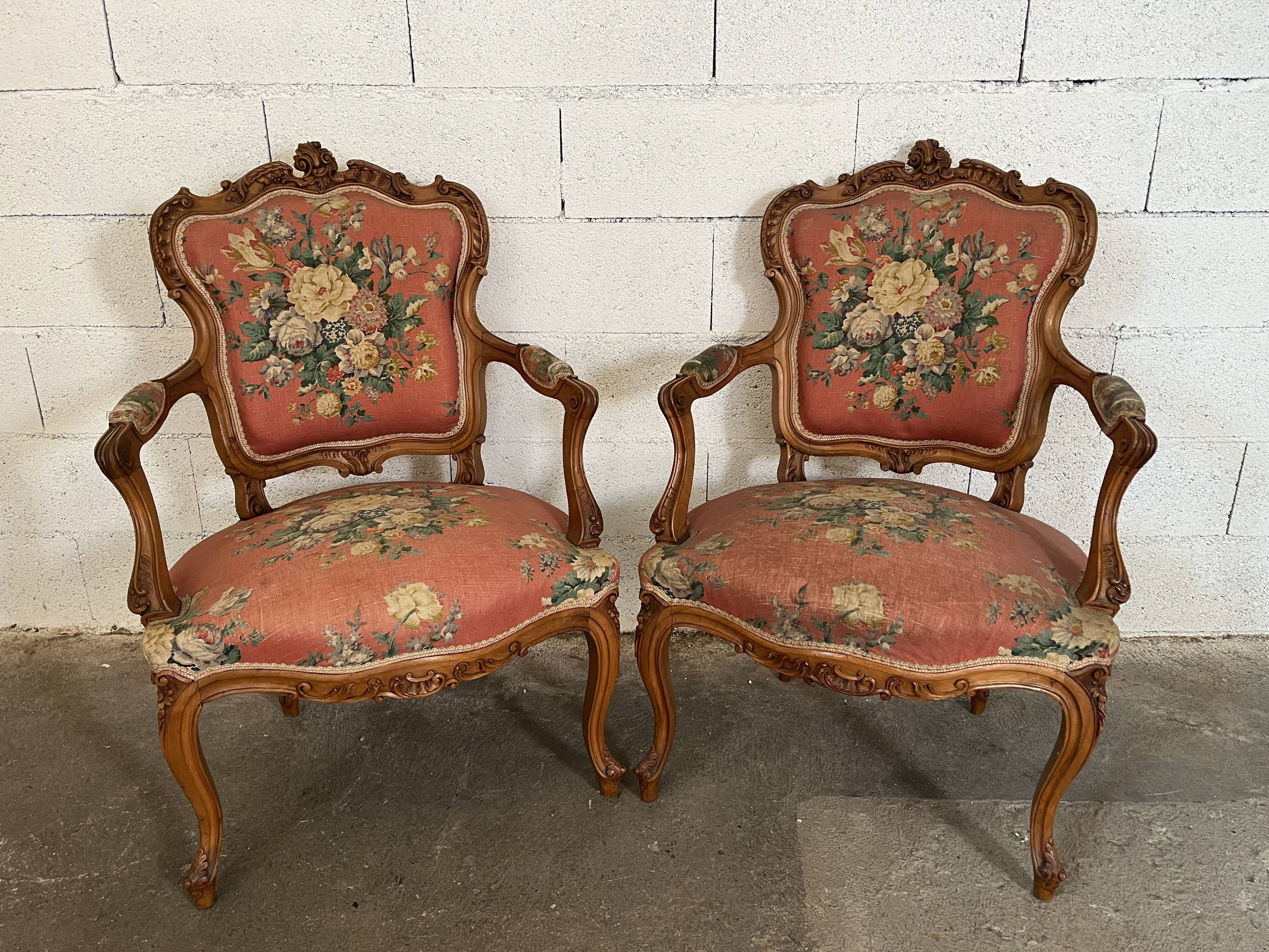 Pair of convertible armchairs