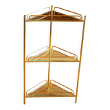 Free standing corner shelf made of brass and glass - Vintage
