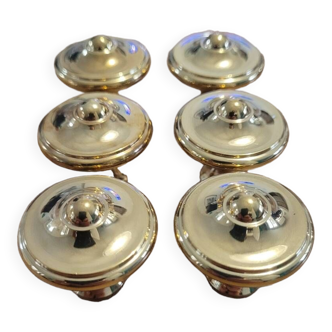 6 polished brass furniture knobs