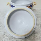 Hand-painted old Rouen earthenware soup tureen