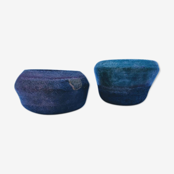 Raku lava metallic glaze bowls