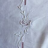 Drap lin ancien brodé à la main et monogramme t t 226 x 324