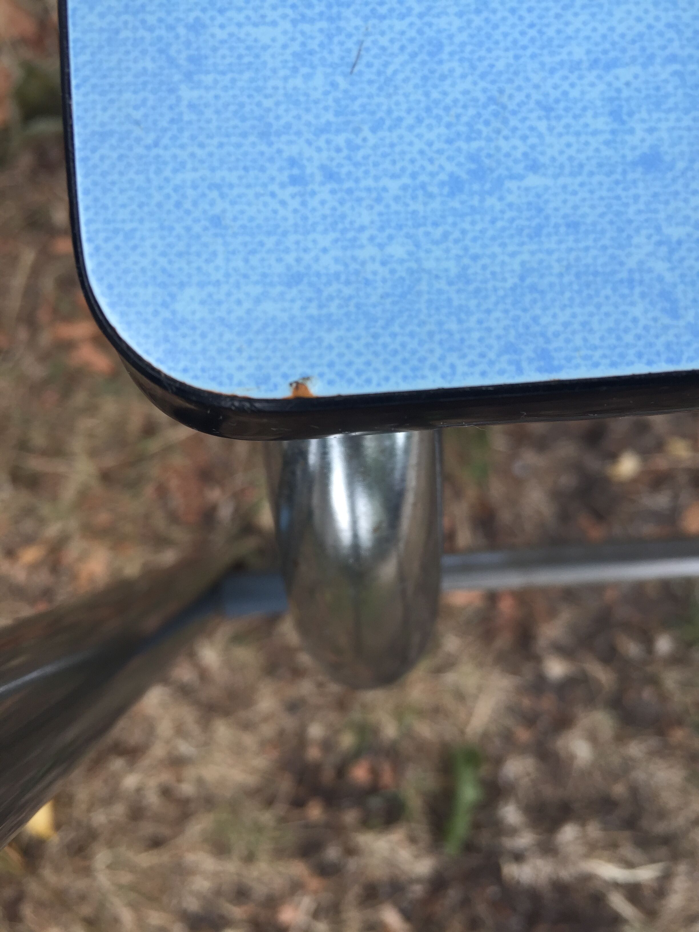 Flexible stool in vintage sky blue formica stepladder