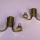 Mid century pair of brass and glass double wall lights, 1970s