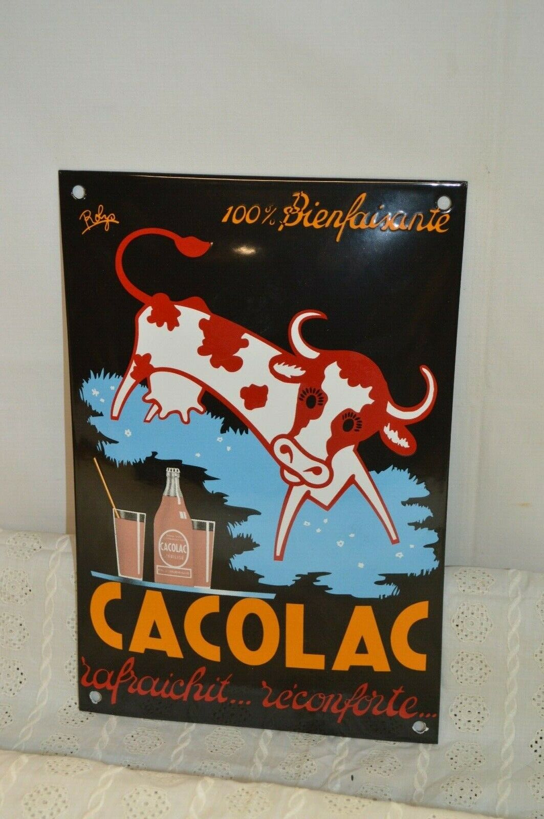 Cacolac enamel plate