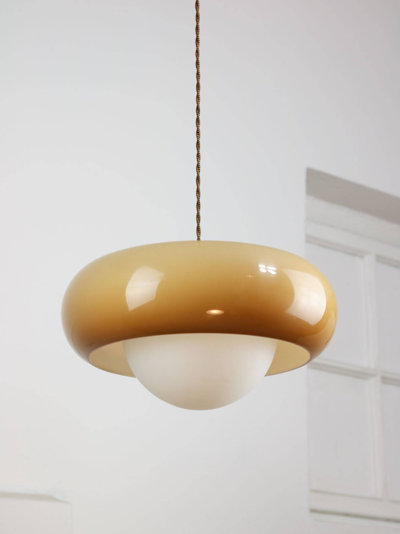 Space Age Brown Pendant Lamp from Guzzini, 1960s