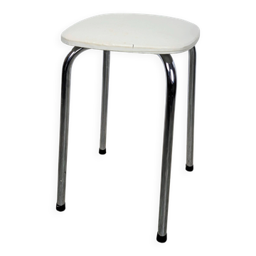 Chrome and faux leather stool