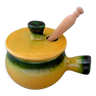 Complete mustard maker in yellow and green ceramic