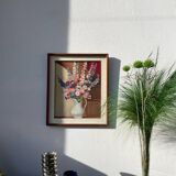 Bouquet of flowers signed old painting